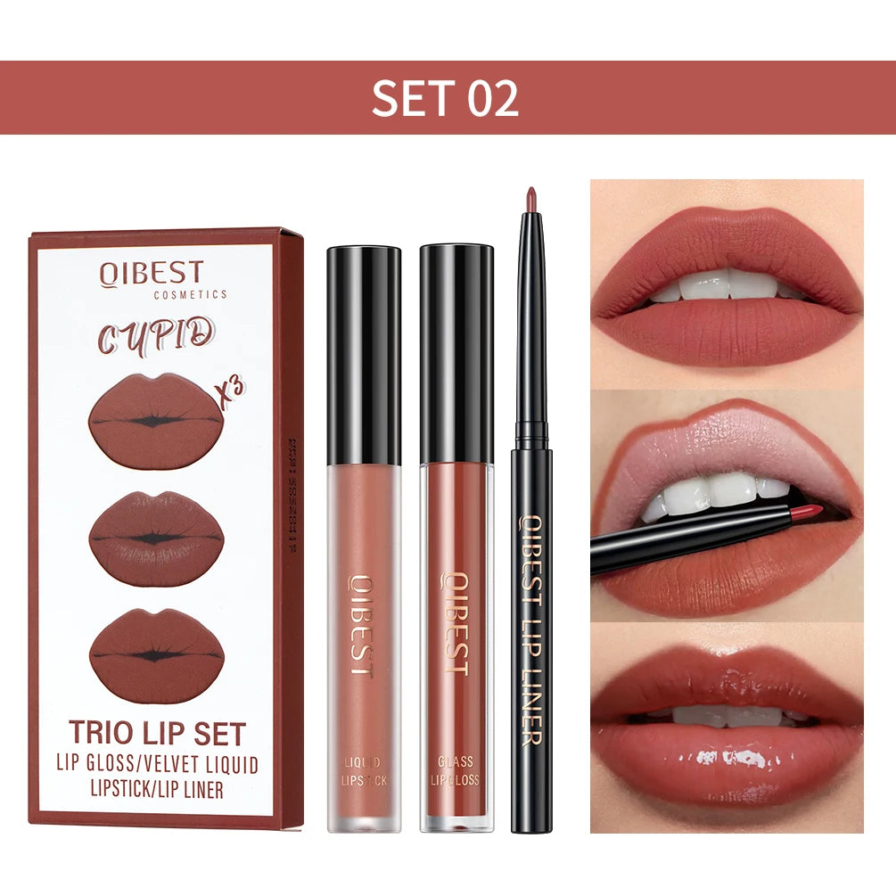 3pcs Matte Liquid Lipstick and Lip Liner Set