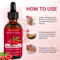 Amococo Jojoba and Rosehip Oil Set, Cold Pressed Face and Body Oil, 2 x 120ml