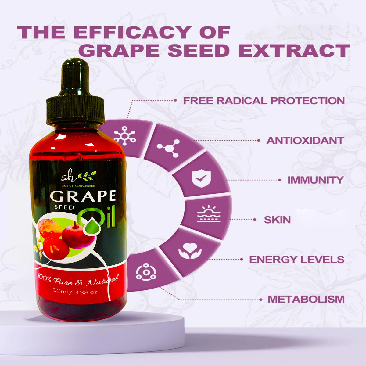 100ml Organic Cold Pressed Grapeseed Carrier Oil
