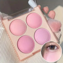 4-Color Matte Blush Palette - Waterproof Long-Lasting Pink Purple Tones