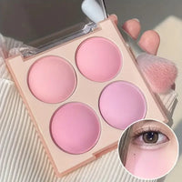4-Color Matte Blush Palette - Waterproof Long-Lasting Pink Purple Tones