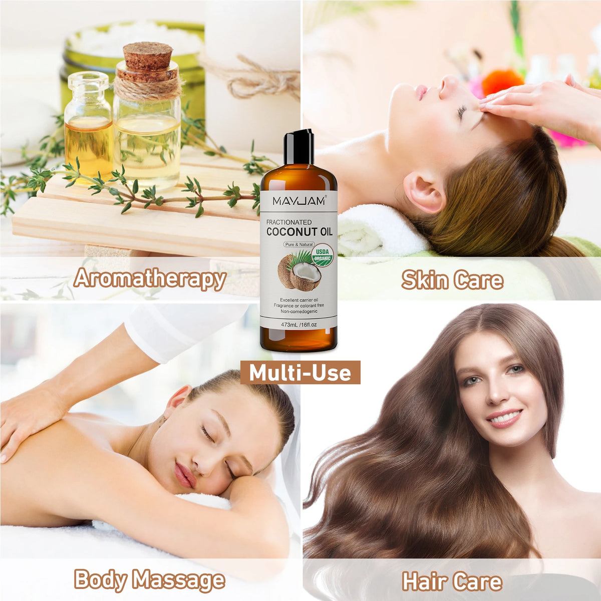 473ml Organic Castor & Fractionated Coconut Oil for Skin and Hair Care