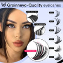 GROINNEYA Clusters Lashes With Waterproof Strong Hold DIY Lash Extension Kit Lash Bond And Seal And Eyelash Tweezers Makeup
