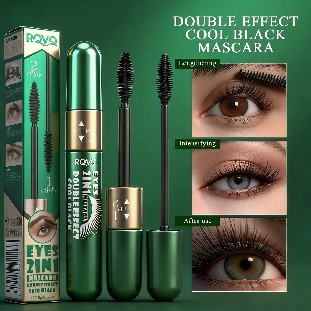 2-in-1 Waterproof Long-Lasting Curling Mascara