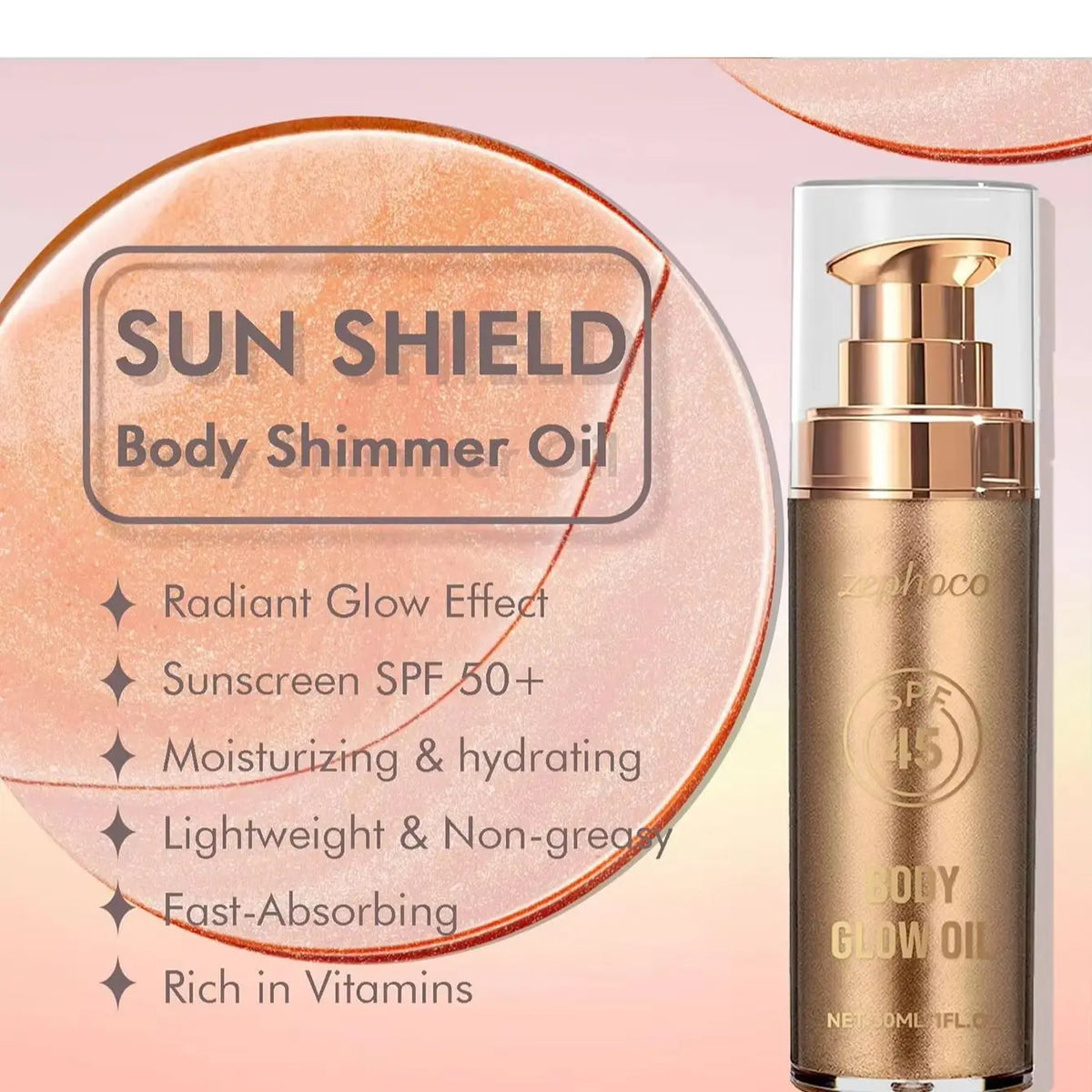 30ml Coconut Shimmer Body Oil with UV Protection