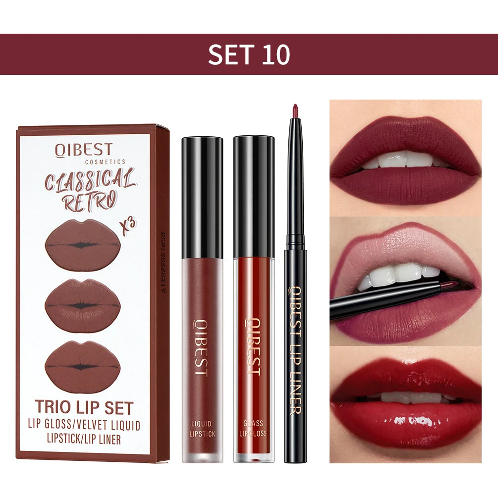 3pcs Matte Liquid Lipstick and Lip Liner Set