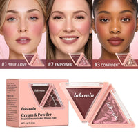 Triangular Two-Tone Matte Blush Palette with Folding Design