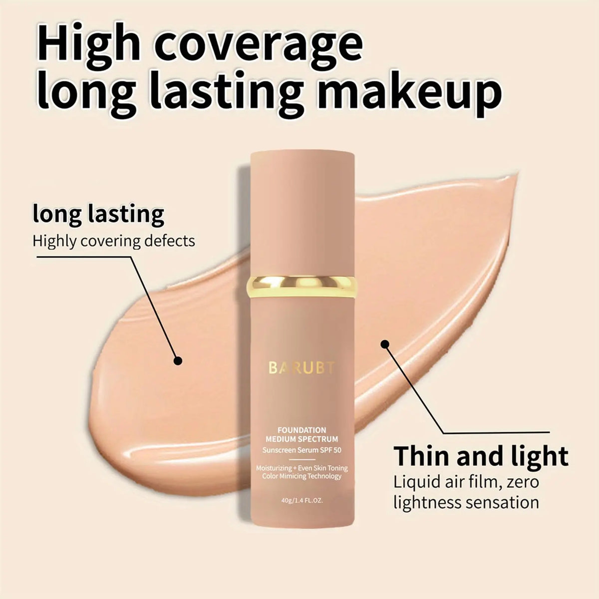 4-in-1 Color Changing Foundation SPF 50 Moisturizing Concealer Base