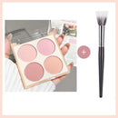 4-Color Matte Blush Palette - Waterproof Long-Lasting Pink Purple Tones