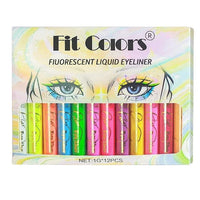 12-Color Neon UV Fluorescent Liquid Eyeliner Set