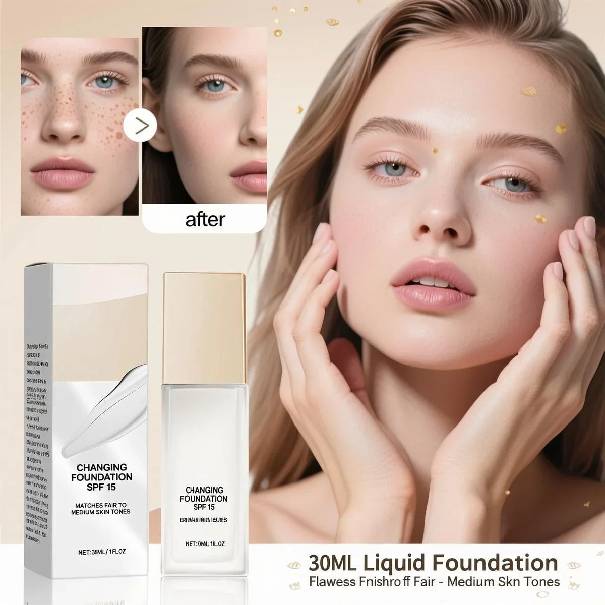 Lightweight Hydrating Liquid Foundation with SPF 15 and Hyaluronic Acid