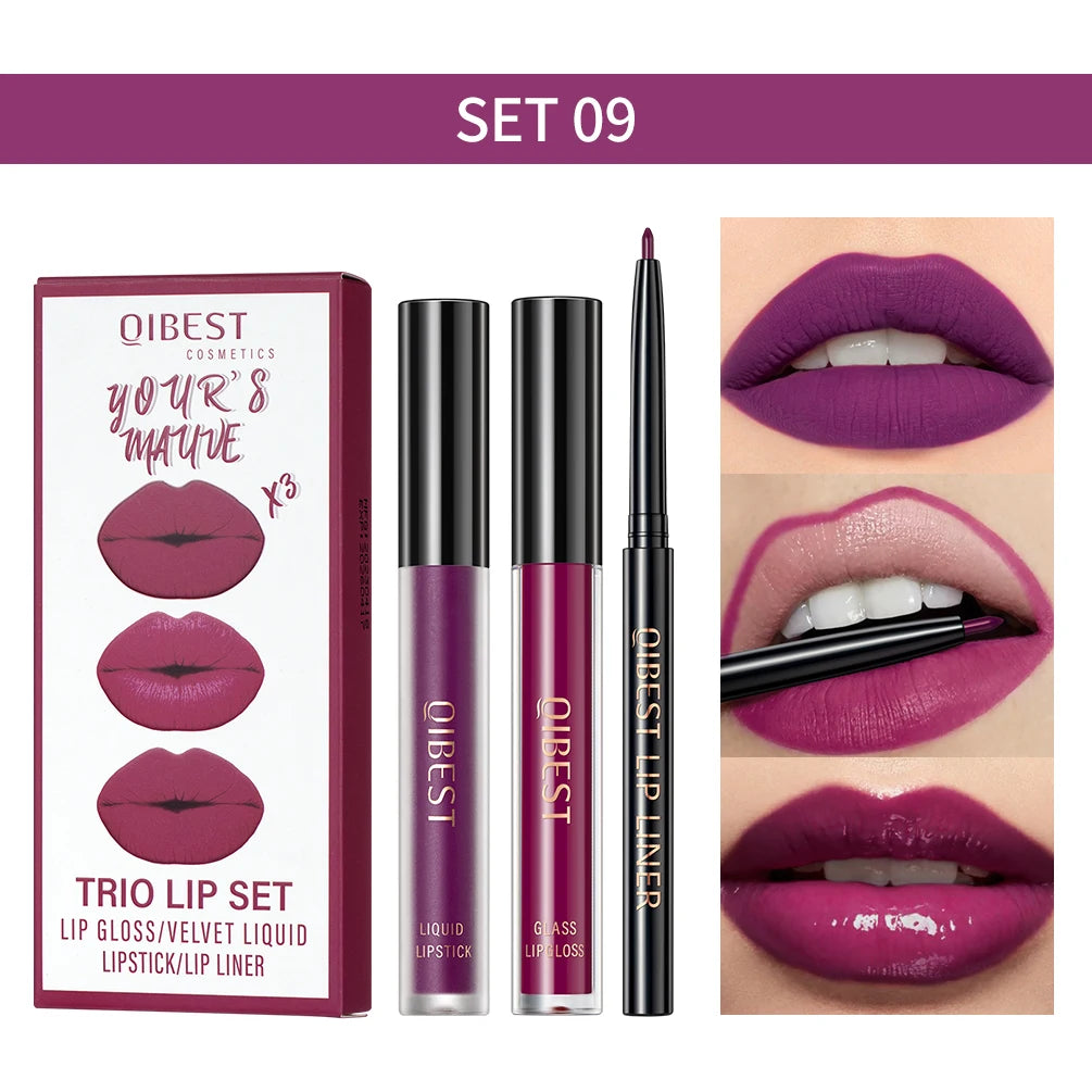 3pcs Matte Liquid Lipstick and Lip Liner Set