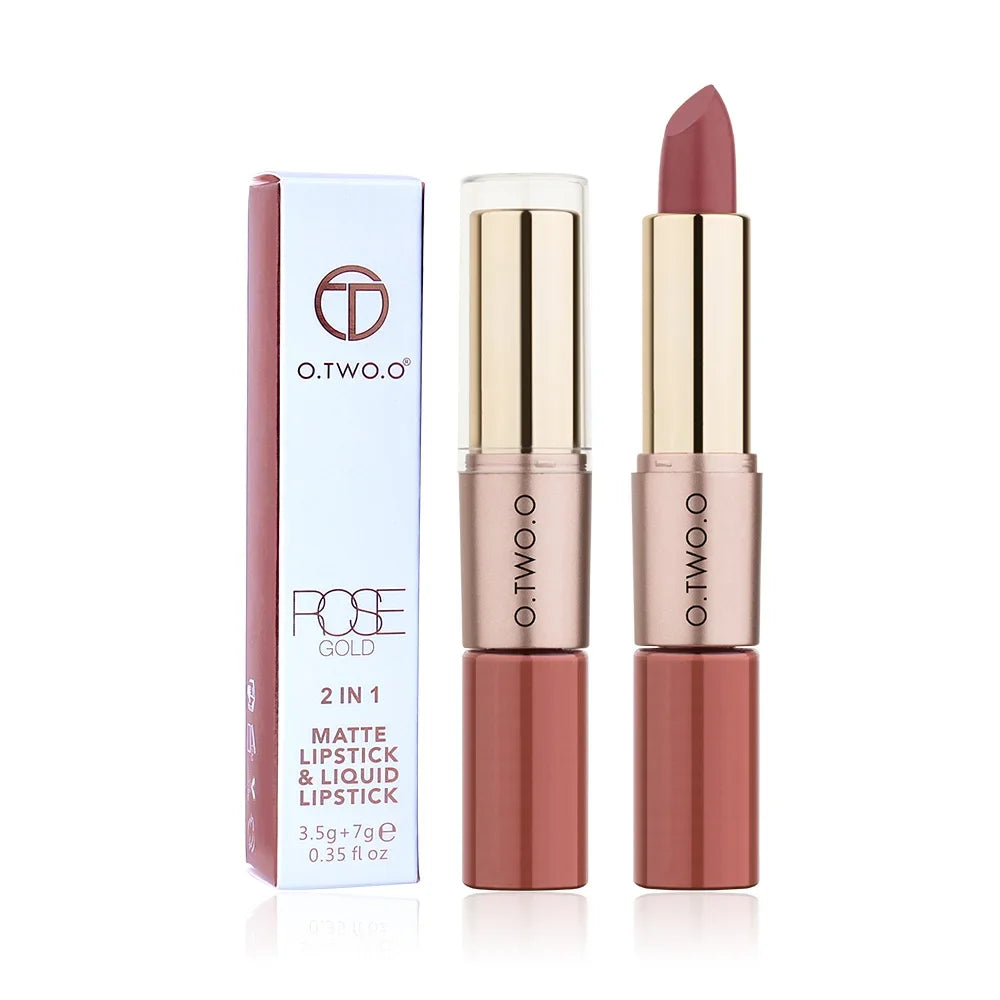 O.TWO.O 2-in-1 Waterproof Matte Lipstick and Lip Gloss