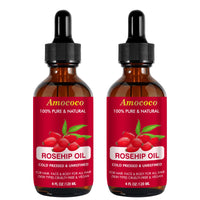 Amococo Jojoba and Rosehip Oil Set, Cold Pressed Face and Body Oil, 2 x 120ml