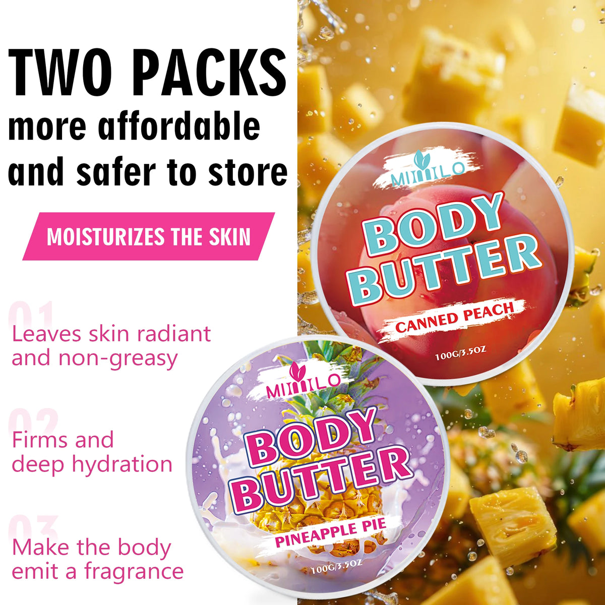 2-Pack Nourishing Body Glaze with Storage Bag (100g x 2)
