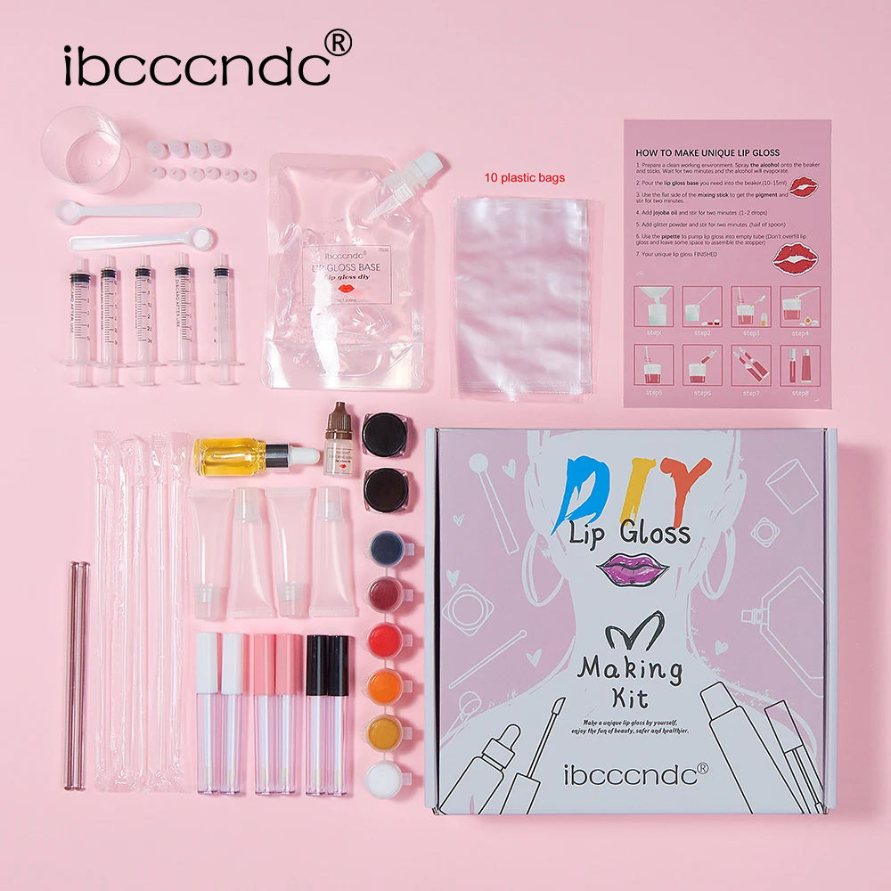 DIY Moisturizing Lip Gloss Making Kit with Glitter and Tools