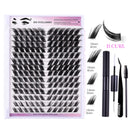 168-Row DIY Cluster Eyelash Extension Kit with Bond and Seal Glue (12-18mm D Curl)