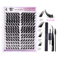 168-Row DIY Cluster Eyelash Extension Kit with Bond and Seal Glue (12-18mm D Curl)
