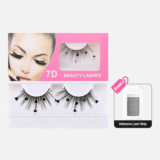 7D Magnetic False Eyelashes with Black Heart Charms
