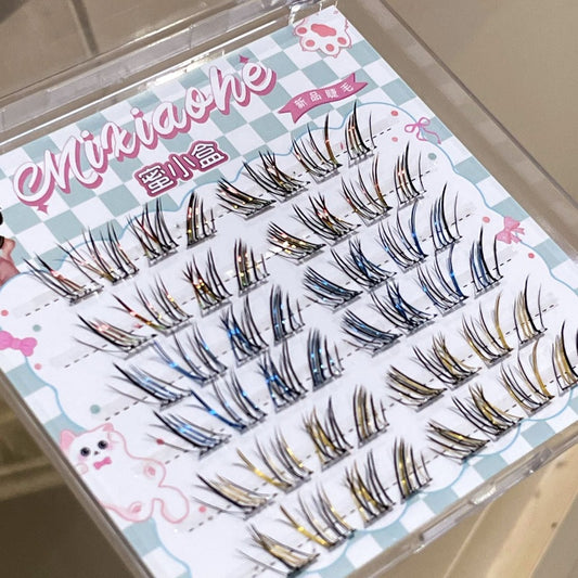Fox Eye Colored False Eyelashes, Vibrant Manga Lashes for Cos & Camera Shoot, Holographic Style